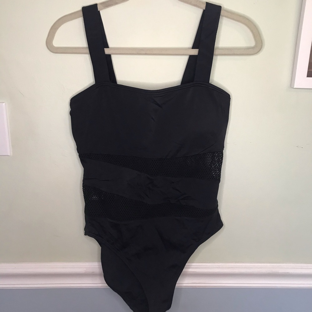 DKNY black mesh one piece swimsuit